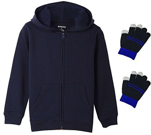 Bienzoe Pojkar Blixtlås Upp Luvtröja: Barn Mjuk Anti-Pilling Skinna Skoluniform Tröja Marin 8