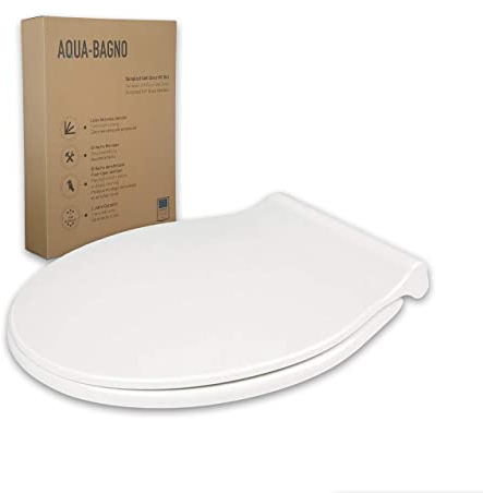 Aqua Bagno | Flacher Toilettendeckel & WC-Sitz mit Absenkautomatik, abnehmbarer Klodeckel O-Form, Universeller WC-Sitz