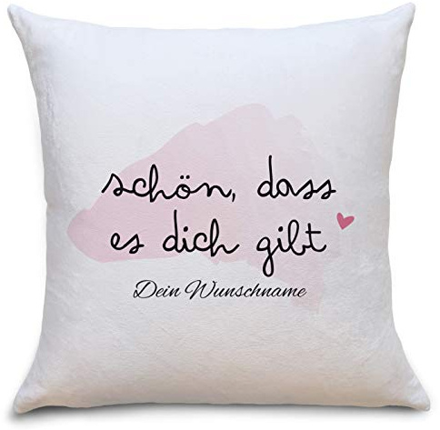 OWLBOOK schön, DASS es Dich gibt Flauschige Kissenhülle mit Liebesbotschaft Personalisiert mit Namen Geschenke Geschenkideen für Frauen zum GeburtstagValentinstag