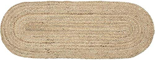 Madhu International Natural Jute Table Runner Rug, Long-Lasting Hand-Woven Oval Shape Area Rug, Made from Jute Material for Indoor & Covered Door Entrances, 13 X 36 Inch