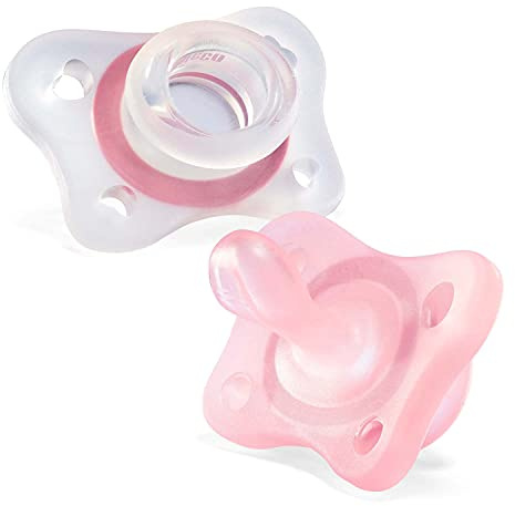 Chicco PhysioForma Ciuccio in Silicone 2-6 mesi, 2 Pezzi, Set Gommottini 2-6 Mesi, Rosa