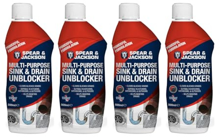 Spear and Jackson 4 x 500ml Heavy Duty Sink and Drain Unblocker