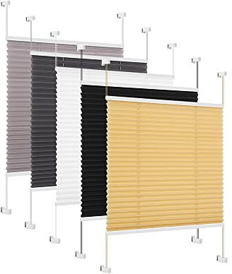 Eurohome Plissee Beige 70x130cm klemmfix ohne Bohren Easyfix für Fenster und Türen
