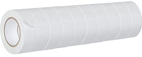 GRIP Eventbasics Isolierband weiß GT 807, Isotape 10er Set, 19 mm x 10 m/Rolle, selbstklebendes Isolierband wasserfest, flammhemmend, elastisch, durchschlagfest bis 5 kV