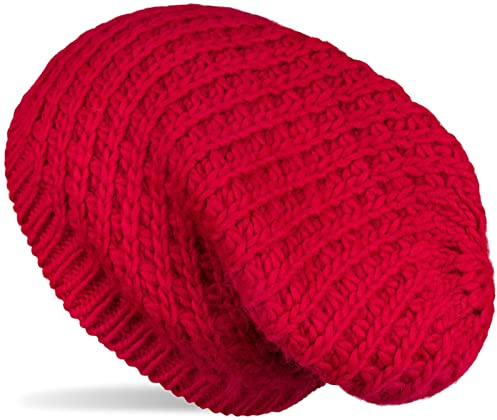 styleBREAKER Unisex Grobstrick Beanie Mütze Slouch Passform | Eng anliegend, elastische 17 cm Bundweite, 27 cm Gesamthöhe, wärmendes Winter-Gewebe, dehnbar für 45-58 cm Kopfumfang.