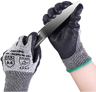 Donfri 2 Paia Guanti Antitaglio Cucina, Guanti da Lavoro Antitaglio Livello 5, Guanti Anti Taglio per Alimenti, Guanti Antitaglio Motosega, Guanti Resistenti al Taglio per Sbucciare Ostrici(M)