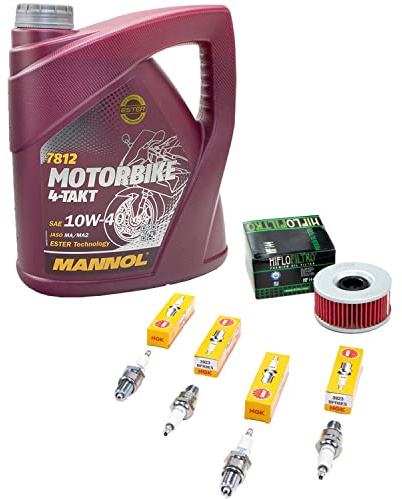 Wartungspaket Öl 4L + Ölfilter + Zündkerzen für Yamaha XJ 900 XJ900 31A 58L 4BB Baujahr 1983-1994