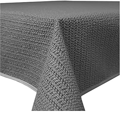 Gartentischdecke Outdoor rechteckig wetterfest wasserabweisend rutschfest abwischbar PVC Weichschaum Tischdecke für Garten, Balkon, Terrasse und Camping (Grau, 130 x 160 cm)