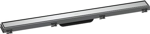 hansgrohe RainDrain Match - set di canalina doccia con cornice ad altezza regolabile, canale di drenaggio 800 mm, scarico a pavimento, cromo