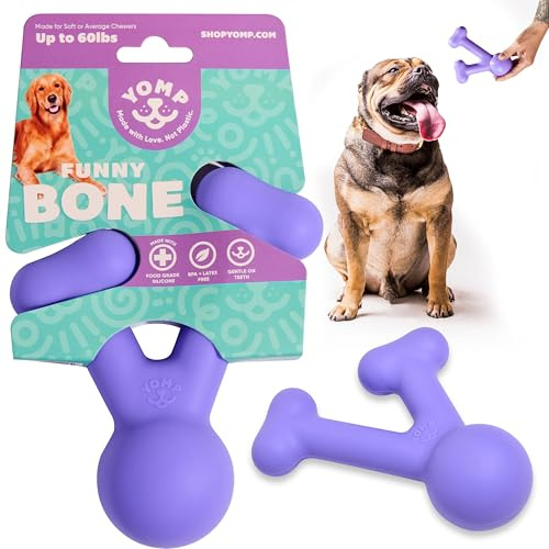 Yomp FunnyBone Wish Bone Dog Chew Toy – Interactive Teething Toy for Puppies, Soft, and Medium Chewers – Pet-Safe, Non-Toxic Silicone Chew Bone