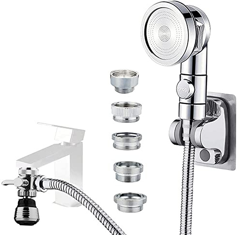 MOSELNY Sink Faucet Sprayer Attachment, Faucet Shower Sprayer with 59 Stainless Steel Hose for Hair Washing&Pet Shower for Bathroom Bathtub, Kitchen,Garden Tub,Utility Laundry Tub