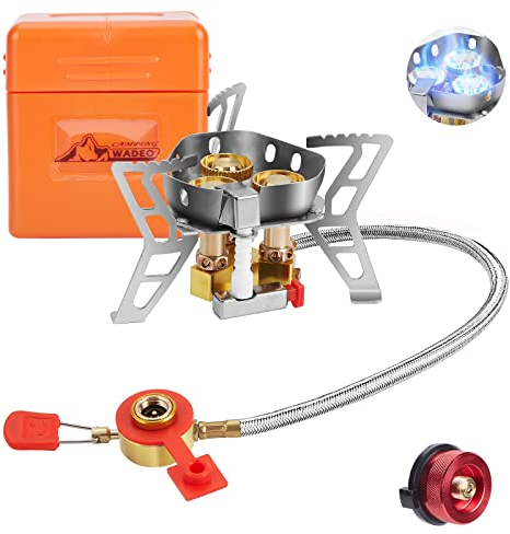 WADEO Fornello da Campeggio a Gas 6800W Pieghevole Antivento - con Accensione Piezoelettrica, Adattatore Butano - Leggero e Portatile per Trekking, Escursionismo, Picnic e Outdoor