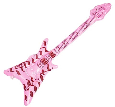 Inflatable Rock Star 80s 90s Party Decorations Inflatable Electric Bass Musical Instrument Props Blow up Guitar for Rock and Roll Party Random Color