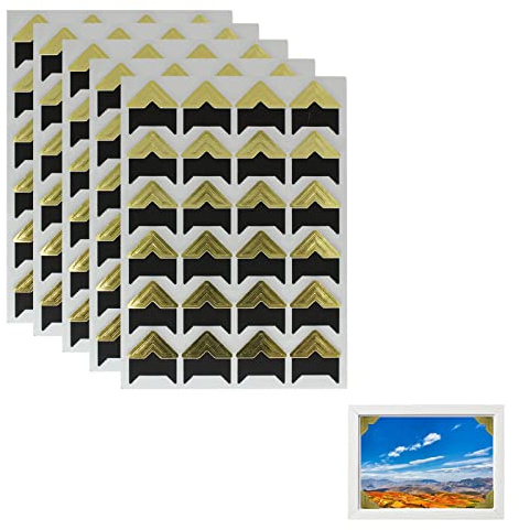 Feelorna Adesivi per angoli fotografici, autoadesivi, per il montaggio di foto, 120 pezzi, per album fai da te, scrapbook Journal (oro)
