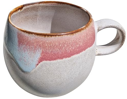 PintoCer - Tasse avec poignée, céramique en grès, idéale pour le café, le lait, le thé et le chocolat, passe au lave-vaisselle et au micro-ondes