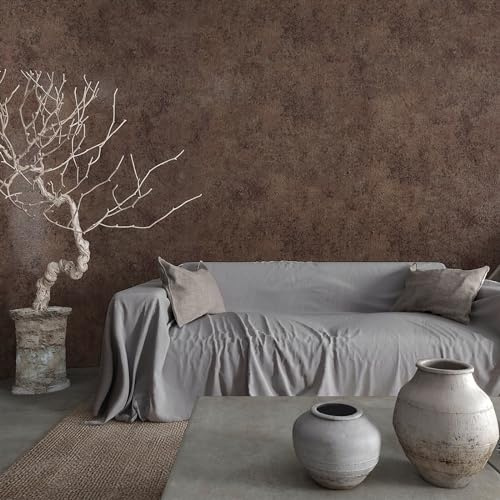 Papier peint autocollant doré,Autocollant mural en vinyle marron foncé,Film d'ameublement imperméable,Couleur bronze doré,Aspect béton,40CMx9M,Mat, épaissi,Design sans bulles d'air,Style industriel