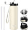 GOPPUS 1L/32oz Thermosflasche mit Strohhalm Doppelschicht Edelstahl Trinkflasche 1 Liter Isolierflasche Auslaufsicher Sport Wasserflasche Kohlensäure Water Bottle Trinkflaschen BPA-frei Wasser Flasche