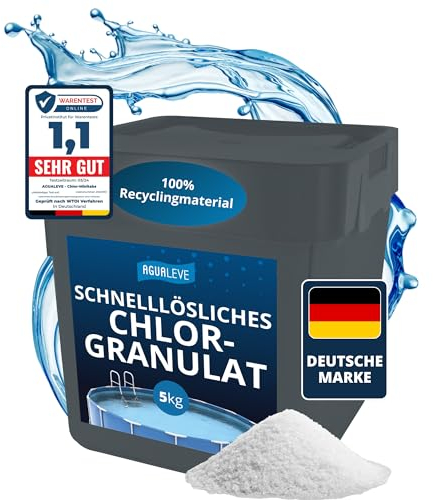 AGUALEVE® Chlorgranulat schnelllöslich 5kg *NEU* | Sichere und schnelle Desinfektion | Für Pools, Aufstellpools, Whirlpools, Planschbecken | Deutsche Markenqualität | mit Note 1,1 getestet