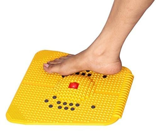RSGM - Tappetino magnetico per agopressione -2000, per dolori al ginocchio, cura dolori e muscoli delle gambe, 30 x 30 cm, giallo