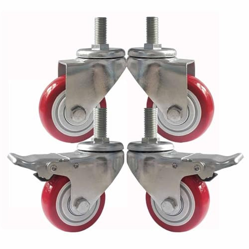 ZYBOWAYL 4er Set Schwerlastrollen 75/100/125mm, Möbelrollen mit Gewinde M20*100mm, Industrielle Lenkrollen mit Bremse, Ersatz Apparaterollen Tragfähigkeit 300/330/390kg (Color : 5/125mm)