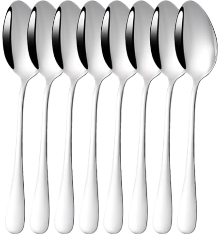 8 pcs Teaspoons, 5.5 Inch Tea Spoons Stainless Steel, Tea Spoons with Mirror Polished Finish, Food Grade Spoons Cutlery, Small Spoon Set for Home Kitchen Restaurant, Coffee & Dessert & Cake& Sala