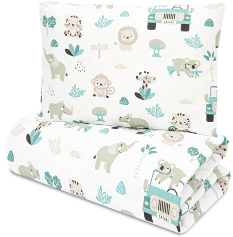Totsy Baby Trapunta per bambino cotone 90x120 - piumono culla neonato set Imbottitura per piumone 90 x 120 cm con cuscino 40 x 60 cm per ragazzi e ragazze Oeko-Tex Africa