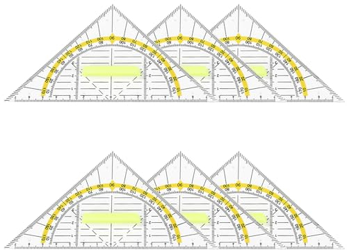Onperpoe 6 Stück Geodreieck,Geodreieck mit Griff Geodreieck Groß Klein 15.7cm Transparent Geodreieck Flexibel zum Kreise Zeichnen Geodreieck Set für Kinder Schule Geeignet für Studenten Büro Designer