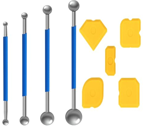9 Stück Werkzeug Schaber Kit Fugenglätter Set,4 Stück Metallkugel Abzieher und 5 Stück Silikon Fugenglätter,Silikon Abzieher,Silikonentferner Werkzeug für Badezimmer, Küchenfliesen (9 Stück