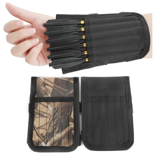 Poearcus Archery Crossbow Quiver Arm Arrow Pouch Large Capacity Double Sided Crossbow Bolt Wrist Quiver Daily Training Short Quiver (12 Holes Crossbow Quiver, Black)