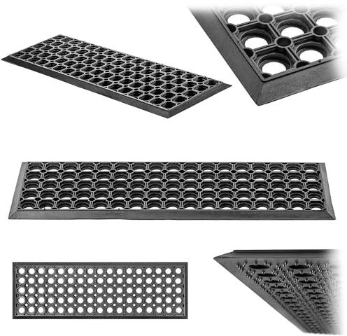 KADAX rutschfeste Stufenmatten aus Gummi für Außentreppen, Wetterfeste Treppenmatten in Schwarz, Fußmatten für den Außenbereich (Muster 2, 25 x 75 cm)