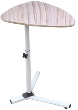 Höjdjusterbart triangelbord, 70 kg maximal belastning, 59 cm x 48 cm x 90 cm, 360 graders roterande sängbord för soffa, soffa eller laptop-skrivbord, vitt