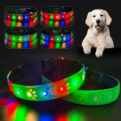 Brifit Leuchthalsband Hund, 3D Hundehalsband Leuchtend Aufladbar, LED Halsband für Hunde mit 4 Leuchtmodi, Längenverstellbareres Wasserdicht Leuchtend Halsband für Mittlere und Große Hunde