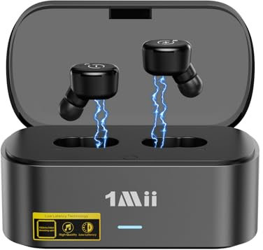 1Mii Auriculares Inalámbricos para TV con Base de Carga y Transmisor para Mayores, Alto Volumen, Plug and Play para TV con Salida Óptica/3,5 mm AUX/RCA, Bypass para Barra de Sonido