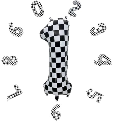 40 Number Balloons,Helium Number 1 Balloons Birthday,Self Inflating Number Balloons,Foil Balloon for Birthday Party,New Year Decoration,Anniversary Decoration,Company Celebration (Checkered #1)