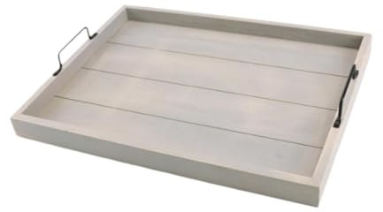 Sharplace Plateau de service en bois avec poignées, rectangulaire décoratif élégant pour le dîner, planche de service alimentaire, plateau de service pour, Gris