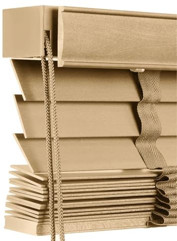 Holzjalousien, Venetial Jalousien, Verdunkelnde Privatsphäre Fensterjalousien, Horizontale Fensterjalousien für Badezimmer, Wohnzimmer, Glastüren und Innenfenster(Natural Wood)