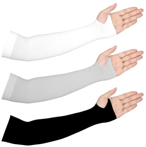 Bruislard 3 paia di scaldamuscoli unisex per braccia estive, protezione dai raggi UV, maniche per gaming, basket, raffreddamento, braccio caldo per attività all'aperto