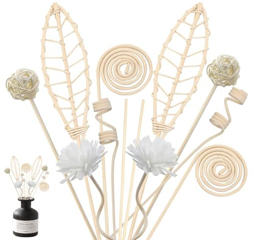 16 Stück Rattanstäbchen für Raumduft, 8 Formen Rattan-Duftdiffusor, Aroma Diffuser Stäbchen, Ersatz-Nachfüllstäbe für Raumduft Zuhause Büro Hotel Dekoration