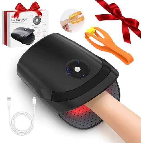 Massaggio a mano, macchina manuale con calore e compressione, massaggiatore elettrico per artrite e tunnel carpale, massaggiatore senza fili, regalo per donne, festa della mamma, festa del papà e