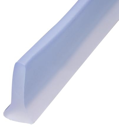 Wet Room Floor Barrier, 3cm High T-shaped, Bath Dam Seal Trim,Shower Splash Guard Strip,Dam Bathwater Barrier,Shower Floor Water Barrier,Sealant Strip, Bath Edging Sealing Trim (transparent, 2 m)