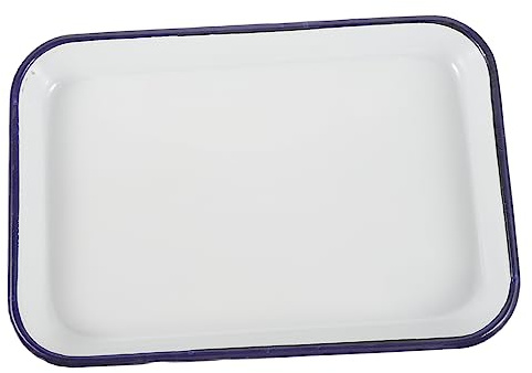 HIAKDOFT Bandeja Esmaltada Rectangular de Porcelana Resistente al Antiadherente para Horno Multifuncional para Pizza Pasteles y Verduras Fácil de Limpiar y para Alimentos