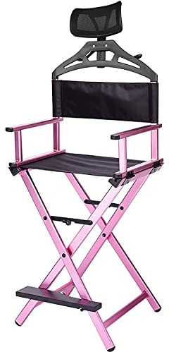 Bärbar sminkstol med nackstöd – lätt hopfällbar regissörsstol – aluminiumram – perfekt för makeupartisters filmskapare och proffs på set