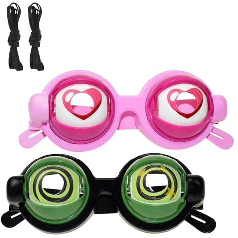 Generisch 2 Stück Funny Eyes Brille, Lustige Brille Kostüm Augen Streich, Lustige Brillen Accessoire für Halloween Partys Themenfeste Cosplay Fotografie Geburtstag (#A)