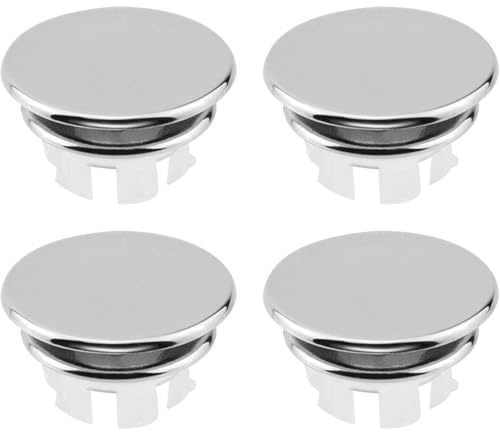 LEOUEANR Lot de 4 bouchons de trop-plein ronds pour lavabo de salle de bain (argenté)