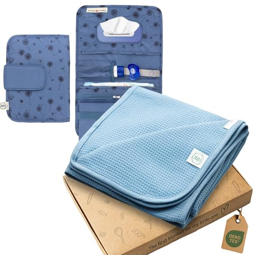 Jubi® Baby-Set: Windeltasche + Babydecke – praktisches Mama-Organizer-Bundle für unterwegs, weich & stylisch, Geschenk zur Geburt