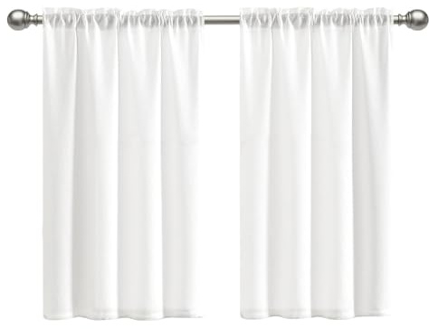 ZYQUES 2er Scheibengardinen Küche Weiß, Bistrogardine Kurz 75Bx90Hcm Scheibengardinen Modern Halbtransparent Küchengardinen Leinenoptik Gardinen für Kleine Fenster Küchenfenster Wohnwagen