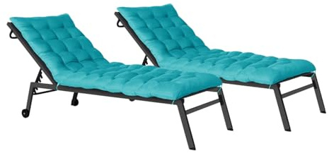 IDMarket - Lot de 2 Coussins universels de transat Adam 180 cm Bleu Canard