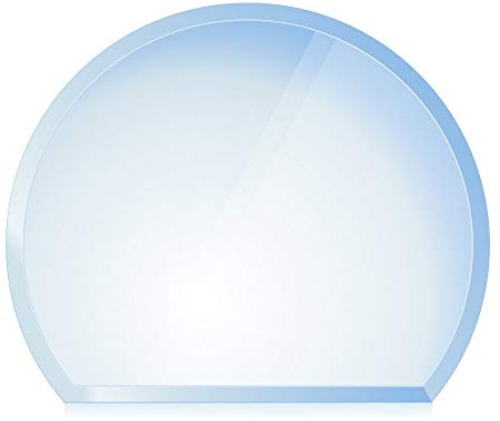 BIJON Funkenschutz-Platte mit Facettenschliff, Glasplatte Kaminofen, Kaminschutz mit ESG Sicherheitsglas, Kamin Glasplatte, Kreisabschnitt 100 x 120 cm, 6mm