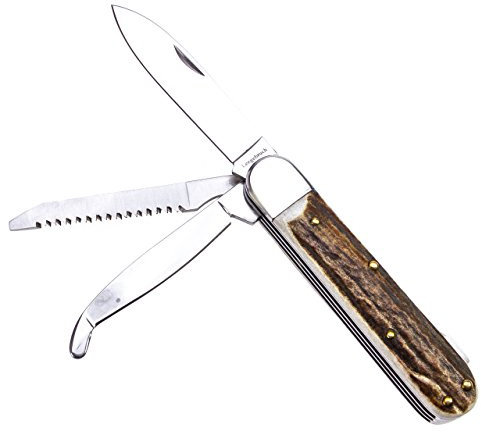 Jagdtaschenmesser Leegebruch Hirschhorngriff Klinge: 440 Stahl 3tlg.