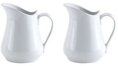 HIC Pot à lait avec poignée en porcelaine blanche, Blanc., 4 Ounce, Set/2